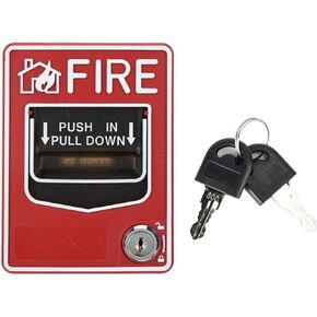 Fire Lite Alarms, Dual Action Manual Pull Station Fire Alarm Horn Siren Alarm Button with Key for Home Office Hotel Restaurant, default