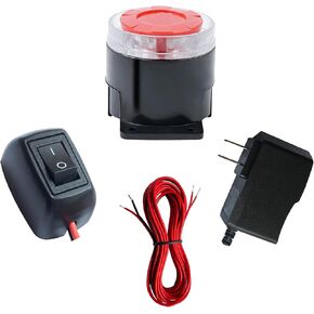 12v Wired Horn Siren Alarm System for Home Security with ON/Off Switch, 110V Power Supply and118 Inch Extension Cable, Easy Installation with All Accessories Provided.