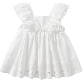 Toddler Baby Girls White Dress Ruffle Sleeveless Sundress Summer Dresses for Girl
