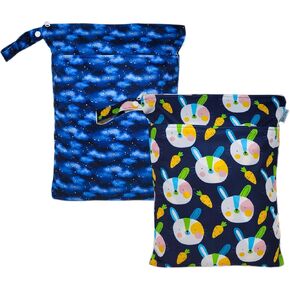 2 pcs/set Wet Dry Bags for Baby Cloth Diapers & Breast Pump Parts & Bottles Washable Waterproof Reusable Travel Bags Laundry Bag Travel Organizer Packing Pouch Toiletries Beach Pool Gym Yoga Daycare