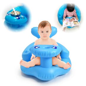Baby Inflatable Seat,Comfortable and Versatile! Portable Baby Floor Seats for Sitting Up, PVC Folding Baby Chair Suitable for 3-12 Months (light blue)