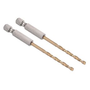 Titanium Coated Drill Bit with 1/4" Hex Shank - [9mm x 122mm] M35 High Speed Steel for Quick Release 135 Degree Split Point for Aluminum Alloy Iron Wood