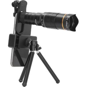 32X Zoom Lens with Tripod, Mobile Phone Telephoto Lens Telescope, 0.63X Ultra Wide Angle Lens, Large Aperture, for Watching Games, Concerts, Animals