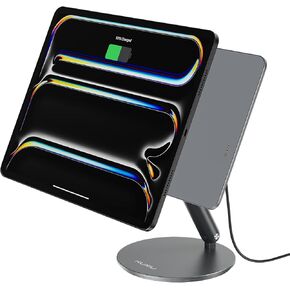 Magnetic Charging Stand Only for iPad Pro 11 inch M4 (2024), Aluminum Alloy Foldable iPad Pro Stand with 18W Max Fast Charging, 360° Rotating Base iPad Pro Holder for Desk