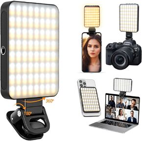 Magnetic Selfie Light, 128 LED Phone Light Compatible with iPhone, iPad, Laptop, Camera, 3 Lighting Adjustment Modes, Phone Selfie Light for Photography/TikTok/Zoom Calls/Video Conference