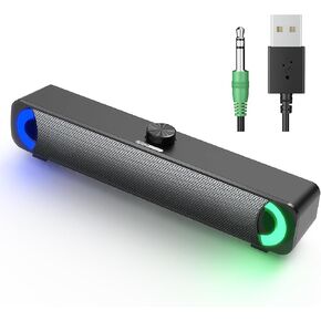 Generic HPYLIF·H PC Speakers,3D Surround Stereo Computer Speakers for Desktop Monitor, RGB Sound Bar with 3.5mm AUX Jack and USB Interface,Gaming Computer Speakers for Desktop, Laptop, Black