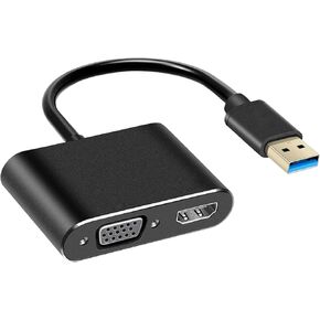 avedio يربط USB بمحول HDMI VGA، ومحول USB 3.0 إلى HDMI محول 1 في 2 خارج يدعم مخرج HDMI VGA Sync 1080p متوافق مع شاشة Windows 7/8/8.1/10 محول محول الفيديو in Kuwait