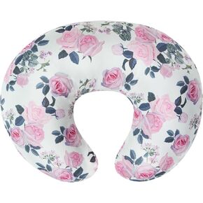 Nursing Pillow Cover, Ultra Soft Slipcover for Baby Boy and Girls, Stretchy Removable Case for Breastfeeding Pillows, Pink Flower