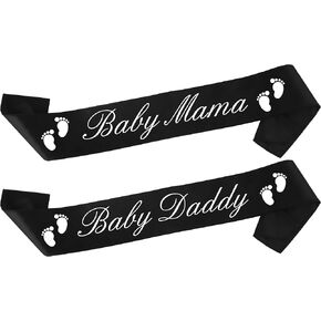 Baby Mama & Baby Daddy Sash Set - Funny Baby Shower Sashes for Mom & Dad To Be Baby Shower Party Decorations Gifts Supplies Baby Gender Reveal Ideas Favors Mommy to Be Sash for Baby Shower Boy Girl