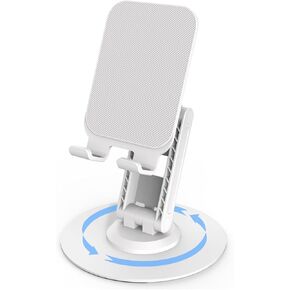 360°Rotating Phone Holder for Desk, Portable & Foldable Cell Phone Stand for Office & Kitchen, Adjustable Tablet Stand for All Mobile Phones, iPhone, iPad, Nintendo Switch (Metal Purple)