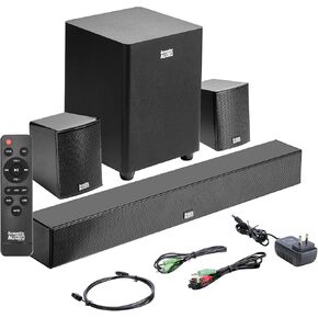 Acoustic Audio 5.1 Surround Sound Home Theater Sound Bar with Bluetooth, RCA, Optical, ARC, AUX, Wireless Subwoofer and Remote Control - AA5190 (Black)