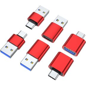 AreMe USB C Adapter (6 Pack), USB A Male to USB C Male, USB 3.0 Male to USB C Female, USB Type-C Male to USB 3.0 Female Converter Connector (Black)