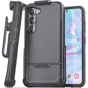 Encased Shockproof Belt Case Designed for Samsung Galaxy S23 Case with Holster Clip - Military Grade 10Ft Rugged Protection (Rebel Series) (S23)