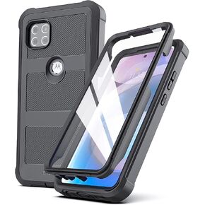 Encased Belt Case for Motorola One 5G ACE Case with Screen Protector and Holster Clip - Heavy Duty Protection for Moto One 5G UW Ace (Black)