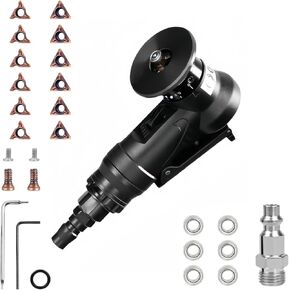 Handheld Pneumatic Chamfering Tool, Power Angle Grinders with C&R Angle Blades, 45° Arc Corner with 1/4"" Air Inlet for Metal Wood Beveling Deburring, K3A-IJF-VGE718
