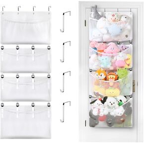 POVETIRE Stuffed Animal Storage,Large Felt Over Door Stuffed Animal Organizer for Holder Adjustable Hanging Stuff Animal Organizer Holder Ideas for Kids Wall Bedroom Room Decor