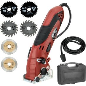 400W High Powered Mini Circular Saw, Professional Compact Circular Saw Set with 6 Blades and Tool Box, Multifunction Circular Saw for Wood, Drywall, Tile, Metal