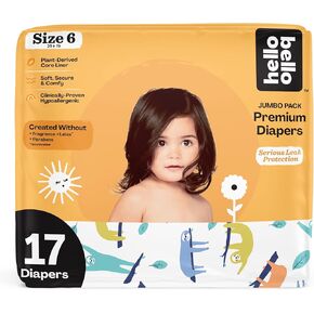 Hello Bello Premium Baby Diapers Size 6 I 17 Count of Disposeable, Extra-Absorbent, Hypoallergenic, and Eco-Friendly Baby Diapers with Snug and Comfort Fit I Sleepy Sloth