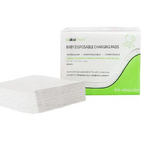 50 قطعة من وسادات تغيير الحفاضات المدمجة القابلة للتحلل البيولوجي للاستعمال مرة واحدة للأطفال، وسادات سفلية مقاومة للماء ومضادة للطاولة، مقاس 45.72 سم × 33.02 سم من ABA in Kuwait