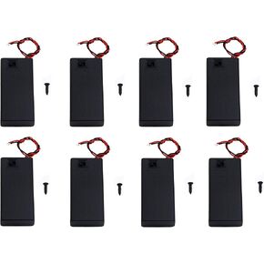 8PCS ON/Off Switch with Cover 2X 1.5V AA Battery Holder Battery Case Battery Box with 5.5" Black Red Wire Leads
