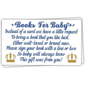 50 Prince Books for Baby Shower Request Cards - Invitation Inserts - Boy Baby Shower