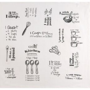 Kay Dee Cook's Kitchen Conversions & Equivalents Krinkle Flour Sack Towel, Small, Graphite