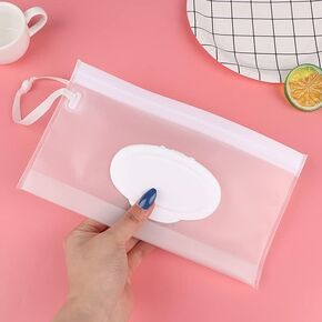 Transparent Baby Wipe Case Travel Holder Keeps Wipes Moist Set of Wet Wipes Holders Cases Portable Travel On The Go Refillable Dispenser Container Waterproof Wipe Container with Sealed Zipper