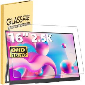 MUBUY-GOL 16 Inch Portable Monitor Tempered Glass Screen Protector for 16" ARZOPA/MNN/KYY/VILVA/ASUS/FANGOR/ViewSonic/QQH Portable Monitor, 9H Anti Scratch & Bubble Free（not fit 16.1）