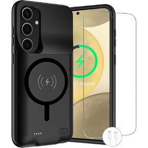 Wireless Charging Case for Galaxy S24 Plus, 12000mAh Rechargeable Portable Charging Case Compatible with Galaxy S24 Plus 5G (6.7 inch) with Carplay Extended Battery Pack Charger Power Case (Black)
