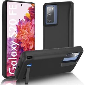Galaxy S20 fe Battery Case 5000mAh, Kickstand & Dual Device Charging & Priority Charging Case, Rechargeable Backup Charger Case for Samsung Galaxy S20 fe 5g(6.5") Black