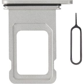 for iPhone 11 Silver SIM Card Tray Holder Replacement Single SIM Version for iPhone11 Card Slot with Waterproof Rubber Ring Repair Tool Fix Kit SIM Ejector for A2111 A2221 A2223