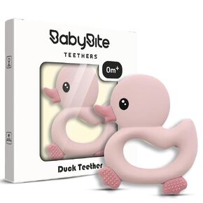 [BabyBite] Cute Duck Teether for Sensory and Developmental Play for Baby and Toddler 100% BPA Free Food Grade Silicone (Yellow)