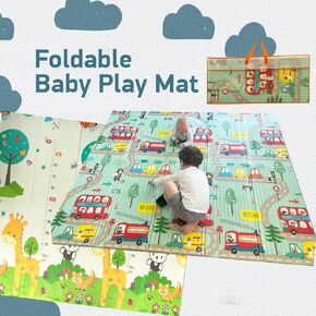 Foldable Baby Play Mat, Extra Large, Non-Toxic, Waterproof Activity Playmats for Babies, Education for Infant, Non-Slip Double Sided (79"x71" 0.4in Milky) Boys and Girls