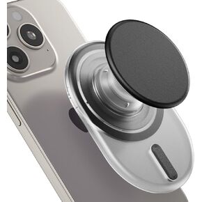 AUROX for MagSafe Phone Grip, Magnetic Phone Grip, Expandable Collapsible Mobile Phone Grip Stand Holder with Kickstand for Magsafe Stand Compatible with iPhone 15 14 13 12 Series, Transparent Black