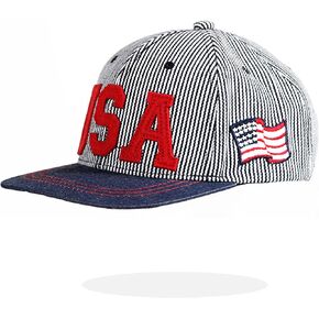 Kids Baseball Hat American-Flag-USA Hip-Hop Snapback-Hats Suitable for 2-7 Years Old, Blue, Medium