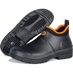 Men's Ankle Garden Rain Boots Outdoor Slip On Mud Gardening Shoes for Men Waterproof Heavy Rubber Deck Boots