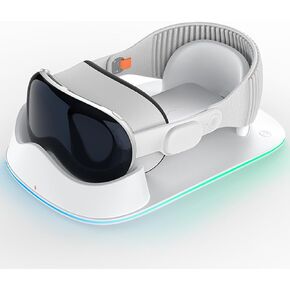 GEEKERA Charging Dock for Apple Vision Pro, Magnetic Battery Charger Base VR Headset Accessories, RGB LED Light [On/Off], Stable Storage and Display Dock Station for Apple Vision Pro