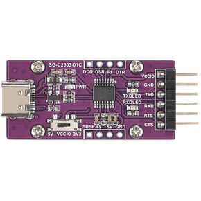 PL2303 USB to UART (TTL) Serial Port Module for Windows Linux MAC OS with Type-C Connector Onboard Power Supply TXD RXD Indicators UART TTL level Switch Compatible 3.3V/5V Logic Level