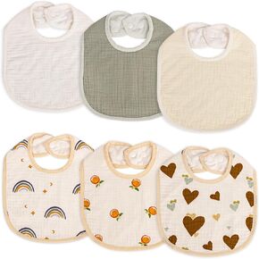 Muslin Baby Bibs, 100% Cotton Baby Bandana Drool Bibs for Boys Girls, Solid Colors Set Bibs for Teething and Drooling in Kuwait