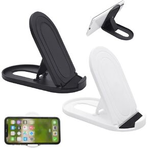 Cell Phone Stand，2Pack Portable Foldable Desktop Cell Phone Holder, Adjustable Universal Multi-Angle Cradle Stands for Tablet iPad iPhone 15 14 13 12 11 X/xr/xs max Samsung Galaxy, Black and White