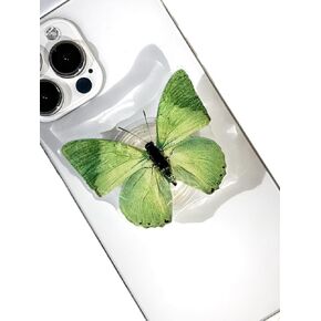 Butterfly Sticky Mobile Phone Grip, Clear Cell Phone Stand, Expanding Cell Phone Charms Accessory, Interchangeable Finger Kickstand, Collapsible Handle Grip Holder for Kindle