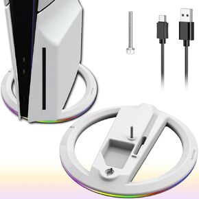 RGB Vertical Stand for PS5 Slim Console, Compatible with PS5 Slim Disc and Digital, Led RGB Base Stand with 14 Light Mode for Playstation 5 Slim Console. (Black)