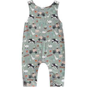 Newborn Toddler Baby Girl Boy Sleeveless Cartoon Romper Jumpsuit Farm Animal One Piece Outfit Summer Clothes 0-18M