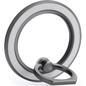 حامل حلقة الهاتف المغناطيسي من metisinno لهاتف iPhone 15 14 13 12 ملحقات Magsafe - قبضة هاتف مغناطيسية - قبضة حلقة إصبع الهاتف قابلة للتعديل - قابلة للإزالة للشحن اللاسلكي المتوافق - أبيض شفاف