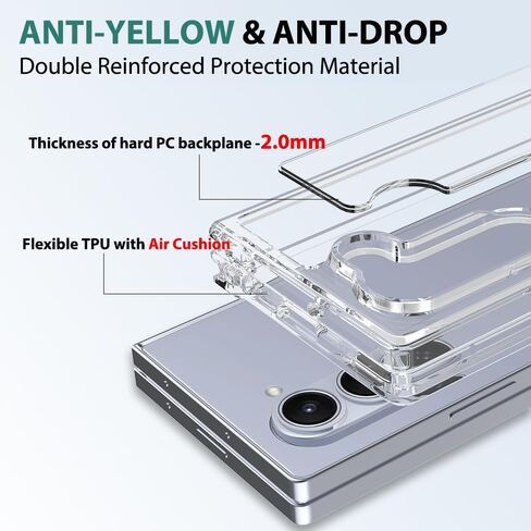 for Samsung Galaxy Z Fold 6 Case, Z Fold 6 Case with Camera Frame Protection, Thin Anti-Scratch PC Matte Translucent Back & Flexible TPU Hinge Shockproof Phone Case for Z Fold 6 5G (Black) in Saudi Arabia