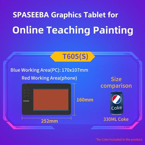 تابلت رسم T605S مقاس 6.7x4 بوصة تابلت رسم رقمي للرسومات مع ضغط قلم 8192 و6 مفاتيح ساخنة مخصصة للتدريس والتصميم والمبتدئين عبر الإنترنت من جامعة ولاية أوهايو، والعمل مع أجهزة Mac والكمبيوتر الشخصي والهواتف المحمولة in Kuwait