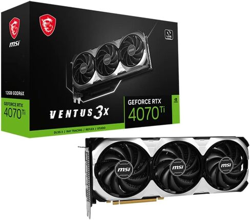 MSI Gaming GeForce RTX 4070 Ti 12GB GDRR6X Extreme Clock: 2655 MHz 192-Bit HDMI/DP Nvlink TORX Fan 4.0 Ada Lovelace Architecture بطاقة رسومات (RTX 4070 Ti Ventus 3X 12G) in Saudi Arabia