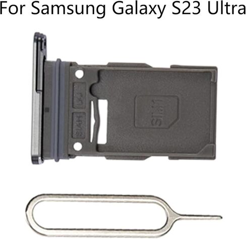 for Samsung Galaxy S23 Ultra Single SIM Card Tray Card Holder Slot Replacement Parts + Open Eject Pin (Black) in Kuwait