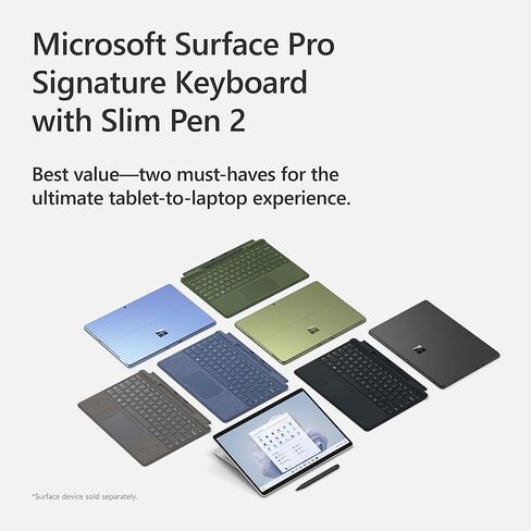 Microsoft Surface Pro Signature Keyboard, Backlit Keys and Large Trackpad, Durable and Smooth Alcantara Material, Sapphire Colour, 10.01 x 12.53 x 0.7 inches in Saudi Arabia
