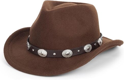 قبعة رعاة البقر الغربية للأطفال للأولاد والبنات، قبعة راعية البقر، قبعة فيدورا بنية مناسبة لعمر 2-7 سنوات in Kuwait